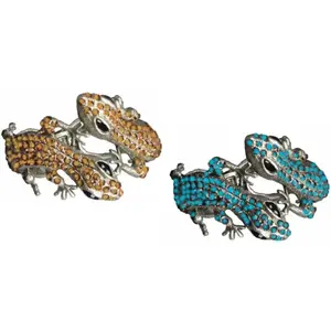 Bracelet lézard métal avec strass bleu (x1)