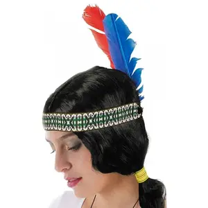 Comparateur de prix : Bandeau indien avec 2 plumes colorées
