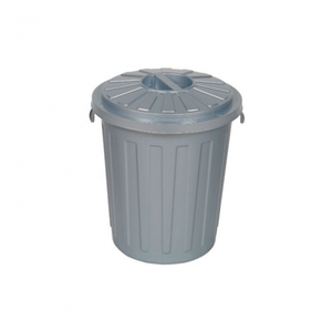Keeeper Poubelle avec couvercle et poignées Diam 36cm H 42 cm 23L Gris Argent pas cher