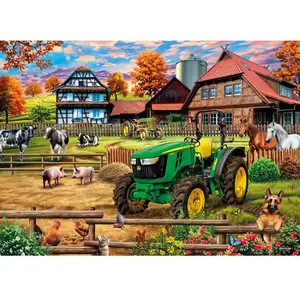Schmidt Spiele Puzzle 1000 pièces : Ferme avec tracteur : John Deere 5050E