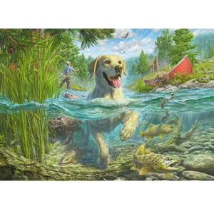 Schmidt Puzzle 1000 pièces : Labrador sable à la pêche pas cher