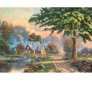 Schmidt Puzzle 1000 pièces en bois : Le vieux moulin à eau - Thomas Kinkade pas cher