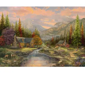 Comparateur de prix : Schmidt Puzzle 1000 pièces en bois : Le ruisseau de montagne - Thomas Kinkade