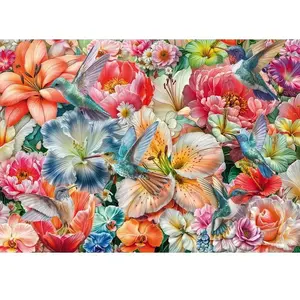 Puzzle Hexagone, Grandes Fleurs, 592 pièces pas cher