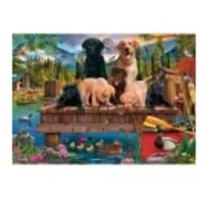 Schmidt Spiele 59778 Puzzle Famille de Chiens au Bord du lac, 1000 pièces, Multicolore pas cher