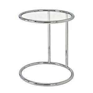 HAKU Möbel 3S. x Home Table d'appoint ronde chromé plateau verre trempé pas cher