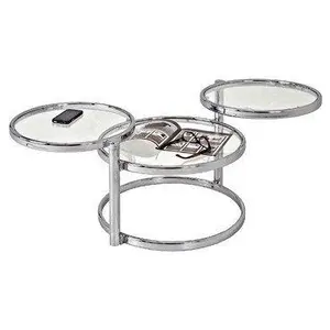 Haku möbel 64830 table basse tube d'acier/verre trempé chromé pas cher