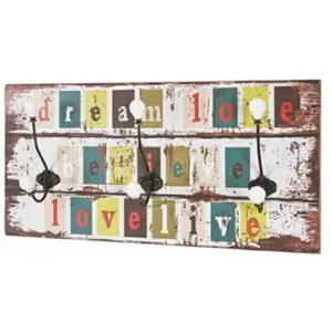 Comparateur de prix : 3S. x Home Garderobe murale vintage Dream multicolore 3 crochets