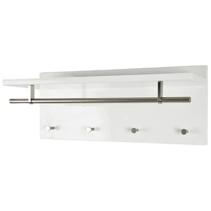 SWITHOME Etagère murale 4 pateres + 1 tringle L75 x H30cm MDF blanc PAOLO pas cher