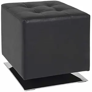 Comparateur de prix : HAKU ENJOY YOUR HOME APPRECIEZ VOTRE INTERIEUR Tabouret - Pouf carré - Noir et chromé - Tissu synthétique aspect cuir et métal