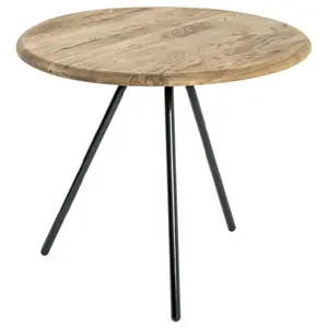Comparateur de prix : HAKU ENJOY YOUR HOME APPRECIEZ VOTRE INTERIEUR Table d'appoint en Acier plein Noir avec plateau en Bois massif chêne D50 cm