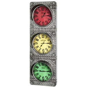 Comparateur de prix : 3S. x Home 3 horloges optique feu de circulation en métal laqué anthracite
