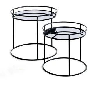 Comparateur de prix : LOUNGITUDE 3S. x Home lot de 2 tables d'appoint en tube d'acier laqué noir
