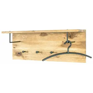 Comparateur de prix : 3S. x Home garderobe murale chêne et métal noir - 4 crochets