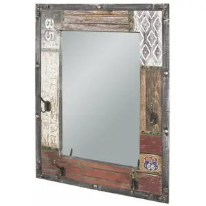 3S. x Home Garderobe murale 4 crochets miroir integré