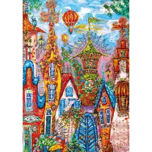 Heye Puzzle 500 pièces : charmant village portails bleus pas cher