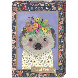 Heye Funny Hedgehog, Floral Friends Puzzle 500 pièces, argenté pas cher