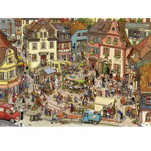 Heye Puzzle 1000 pièces : Place du Marché, Göbel et Knorr pas cher