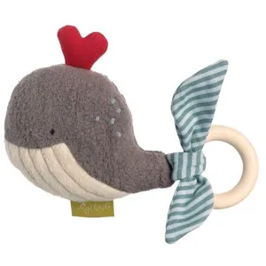 Sigikid - Hochet avec anneau en bois - Baleine - à partir de 3 mois pas cher