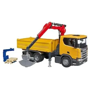 Comparateur de prix : Bruder Camion De Chantier Scania Super 560r Avec Grue Et 2 Palettes Jaune
