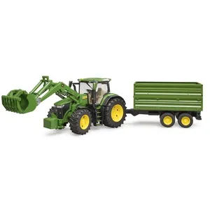 Tracteur John Deere 7R avec chargeur avant et remorque tandem - BRUDER