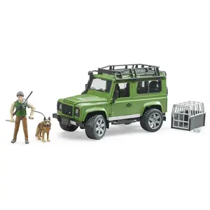 BRUDER Land Rover Defender Station Wagon Avec Figurine Forestier Et Chien pas cher