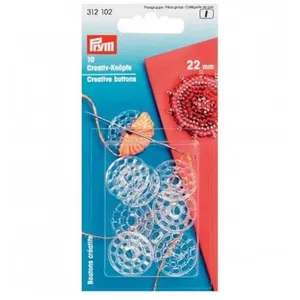 BOUTONS CREATIFS 22 MM plastique X 10 - Prym Transparent - Transparent