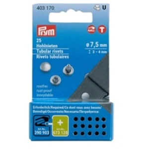 Prym Rivets Creux, argenté, 7,5mm, Set de 25 Pièces