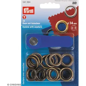 Comparateur de prix : Prym - Oeillets avec rondelles et outil de pose - Bronze antique - 14 m