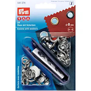 Comparateur de prix : Prym Oeillets avec Rondelles 24 Pièces, Diamètre 8 mm, Argent
