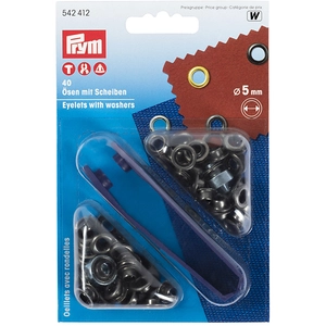 Prym  illets et rondelles en Laiton 5 mm Acier antique 40 pcs + Kit de poseVendu paramazon