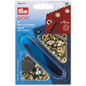 Prym  illets et rondelles en Laiton 5 mm Or 40 pcs + Kit de pose
