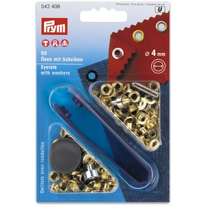 Prym  illets et rondelles en Laiton 4 mm Or 50 pcs + Kit de poseVendu paramazon