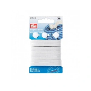 Prym Élastique Boutonnière avec 3 Boutons, Taille 12 mm, Blanc