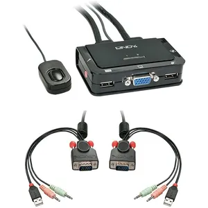 Lindy Switch KVM VGA USB audio 2 ports, compact