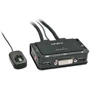 LINDY Switch KVM Compact DVI-D Single Link USB 2.0 & Audio 2 Ports Noir