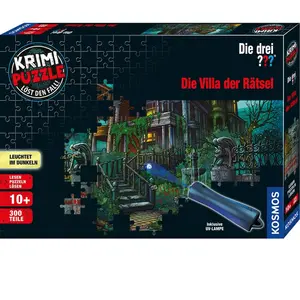Die drei KOSMOS 697976 - Puzzle du Crime: Les Trois ??? - La Villa des énigmes, Brille dans le Noir, 300 Pièces avec Lampe UV, Lecture - Puzzles - Résolution de Puzzles,...