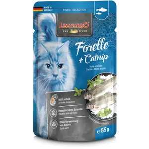 32x85g Finest Selection truite, menthe à chat Leonardo - Pâtée pour ch... pas cher