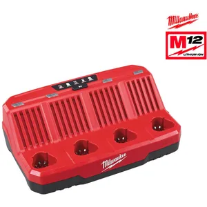 Comparateur de prix : Milwaukee M12 C4 - Chargeur M12 Charge Jusqu'à 4 Batteries 12v Successivement
