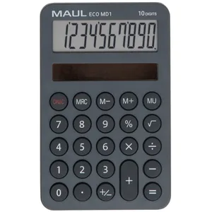 MAUL Eco Calculatrice MD 1 | Calculatrice Solaire avec 10 Chiffres et 5 Fonctions | Calculatrice en 60% Plastique recyclé | Calculatrice de Bureau | Blauer Engel/uz116 | Gris