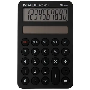 MAUL Eco Calculatrice MD 1 | Calculatrice Solaire avec 10 Chiffres et 5 Fonctions | Calculatrice en 60% Plastique recyclé | Calculatrice de Bureau | Blauer Engel/uz116 | Noir