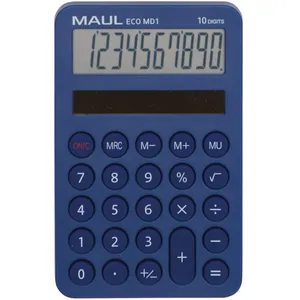 MAUL Eco Calculatrice MD 1 | Calculatrice Solaire avec 10 Chiffres et 5 Fonctions | Calculatrice en 60% Plastique recyclé | Calculatrice de Bureau | Blauer Engel/uz116 | Bleu