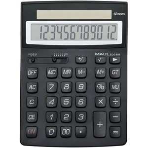 Comparateur de prix : Eco 950 Calculatrice de bureau noir Ecran: 12 solaire (l x h x p) 155 x 210 x 33 mm - Maul