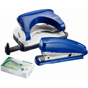Comparateur de prix : Leitz Leitz Lot Agrafeuse 5517 + Perforateur 5055 Bleu + Agrafes N°10