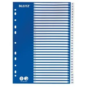 Comparateur de prix : Leitz intercalaires en plastique, chiffres, a4, 1-31, blanc 12526001