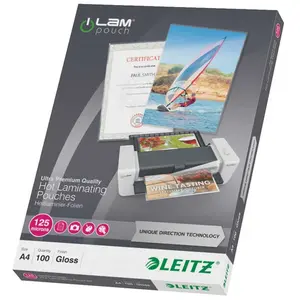 Comparateur de prix : Leitz Lot de 100 pochettes de plastification transparentes A4 UDT 125 microns