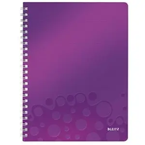 Leitz, Cahier à spirales A4 PP quadrillé, 160 pages 80g/m², Leitz WOW, Violet, 46380062