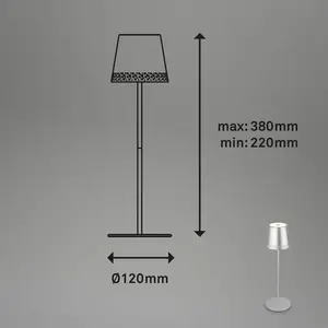 Comparateur de prix : Briloner Lampe à poser LED rechargeable Kiki, chrome mat, IP44, 3.000K