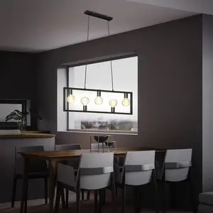 Briloner Suspension Kotak Vintage, noire, à 5 lampes pas cher
