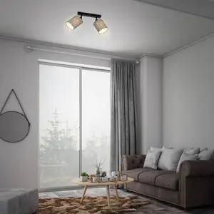 Briloner Plafonnier à spots Stofa déco étoiles, gris 2 lpes